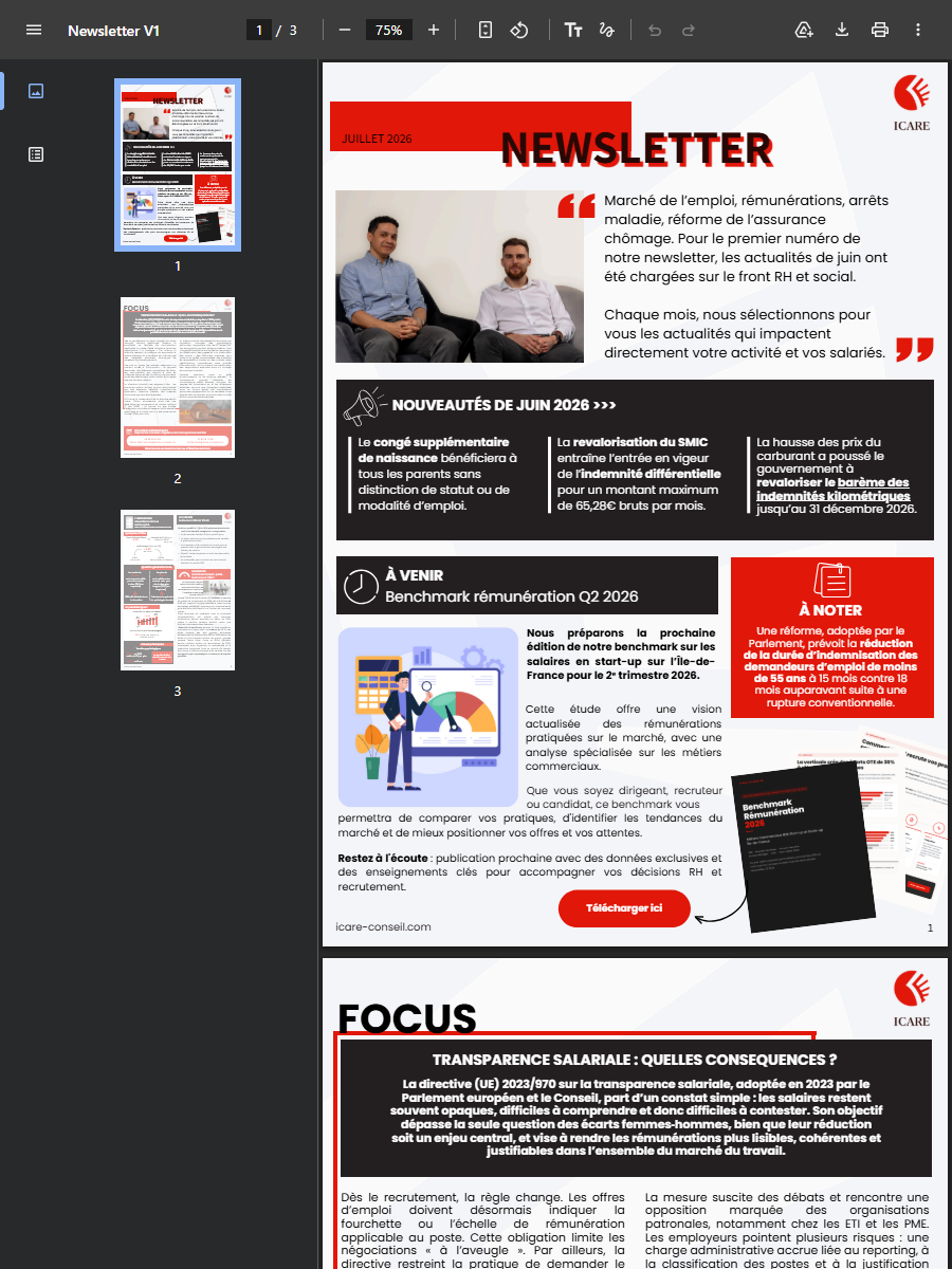 Newsletter ICARE Juillet 2026